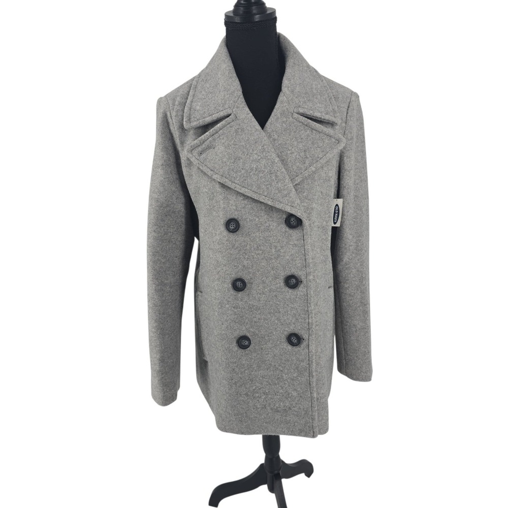 Old Navy womens large Wool‎ Blend Heather Gray Pea Coat nwt